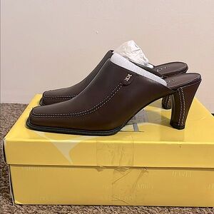 Etienne Aigner Deep Red Leather Mules